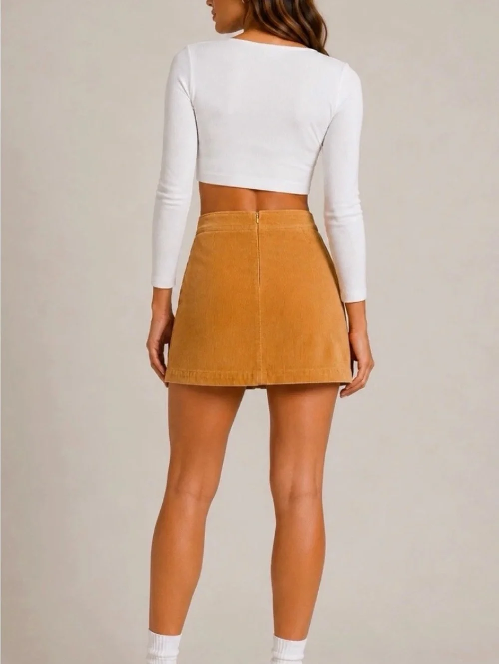 J. Crew Corduroy Button-Front A-Line Mini Skirt - Mustard
